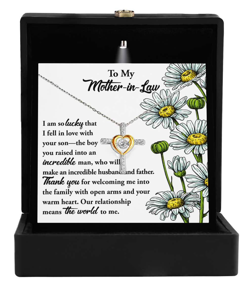 To My Mother-In-Law - Our Relationship Means The World To Me - Cross Dancing Necklace