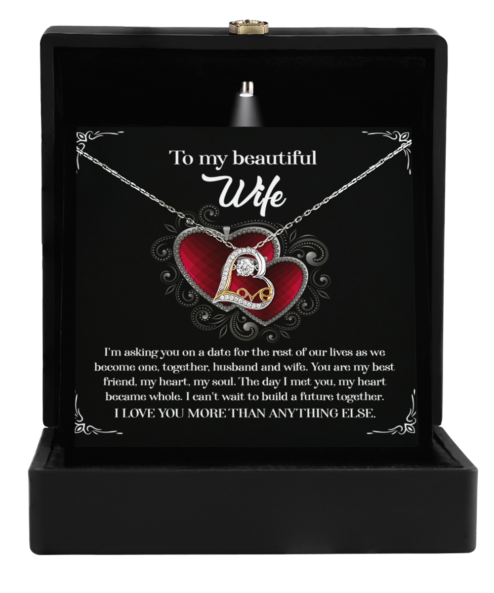 To My Wife, The Day I Met You, My Heart Became Whole, Love Dancing Heart Necklace