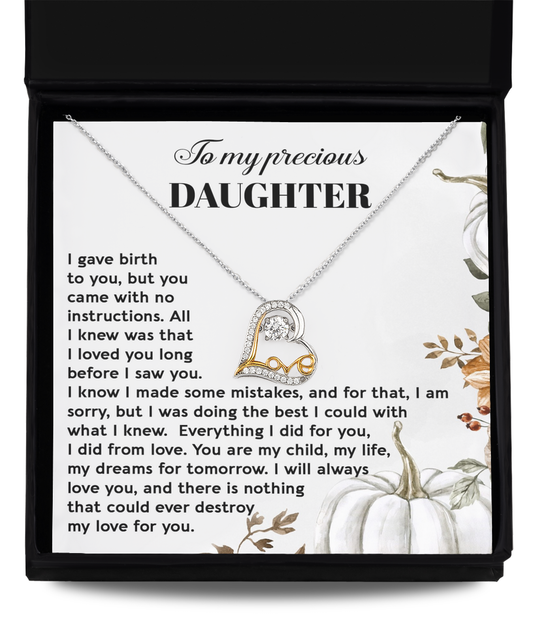 To My Daughter, Everything I Did, I Did From Love, Love Dancing Heart Necklace, Gift For Daughter