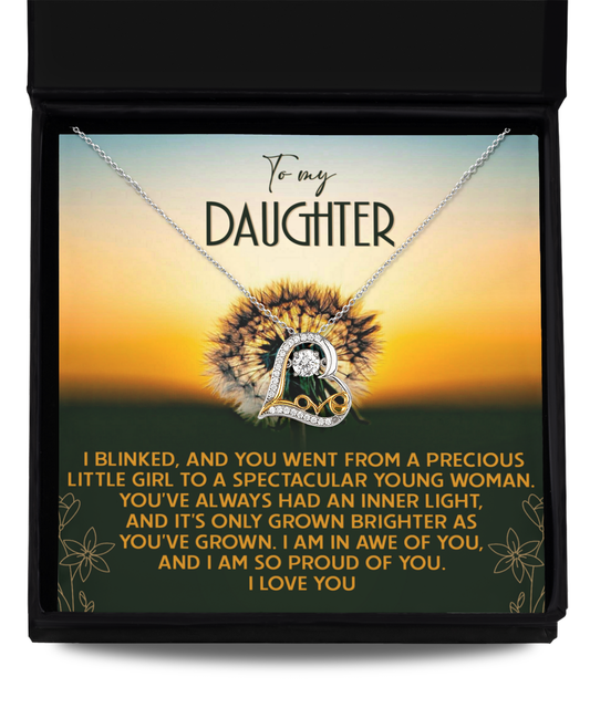 To My Daughter, I Am So Proud Of You, Love Dancing Heart Necklace, Gift For Daughter