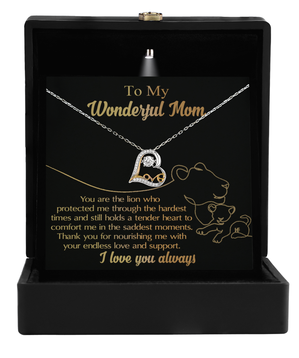 To My Mom - You Are The Lion Who Protected Me - Love Dancing Heart Necklace