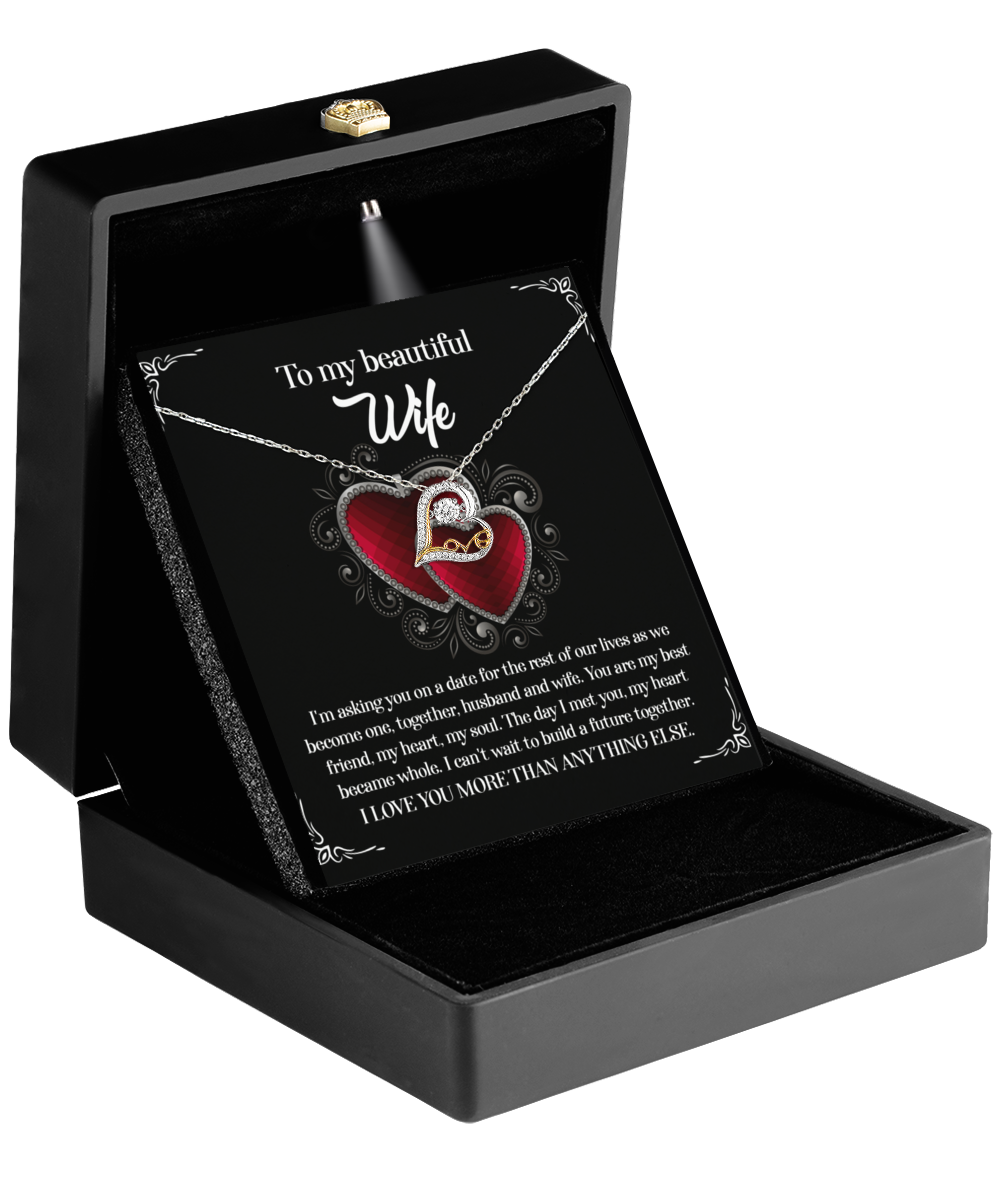 To My Wife, The Day I Met You, My Heart Became Whole, Love Dancing Heart Necklace