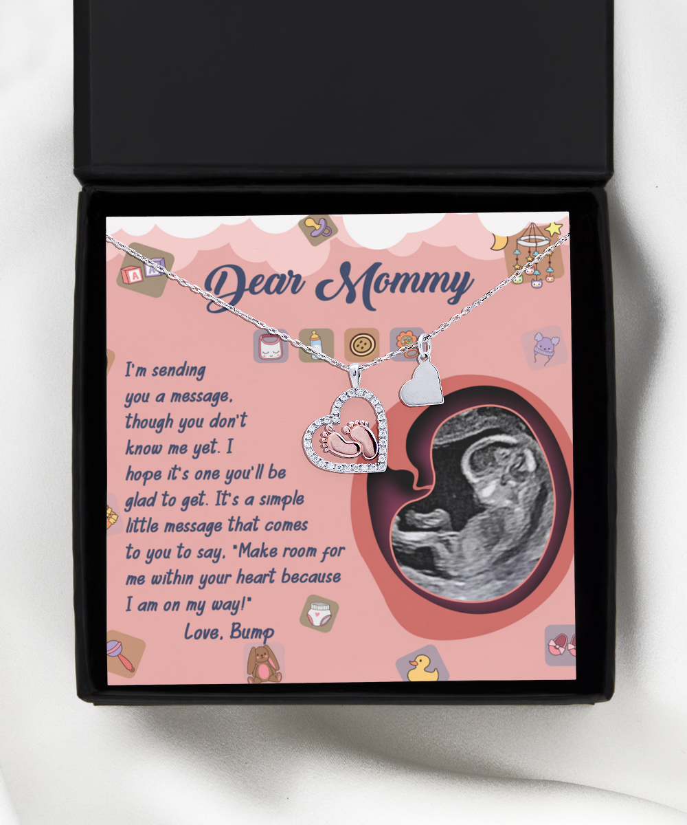 Mom To Be - On My Way - Baby Feet Necklace