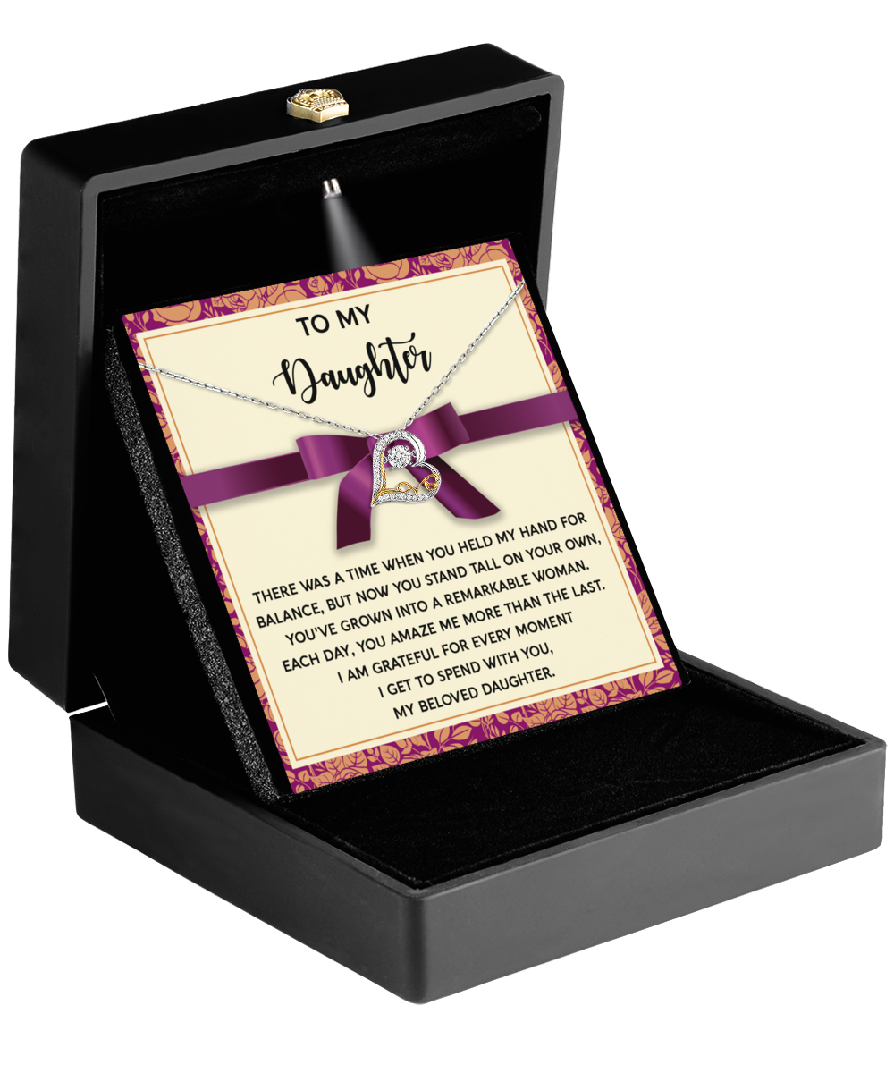 To My Daughter, Each Day You Amaze Me, Love Dancing Heart Necklace, Gift For Daughter