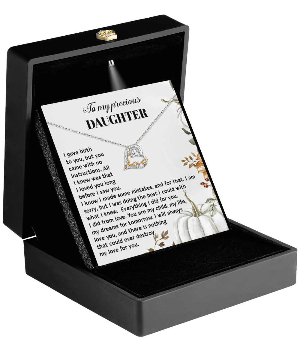 To My Daughter, Everything I Did, I Did From Love, Love Dancing Heart Necklace, Gift For Daughter