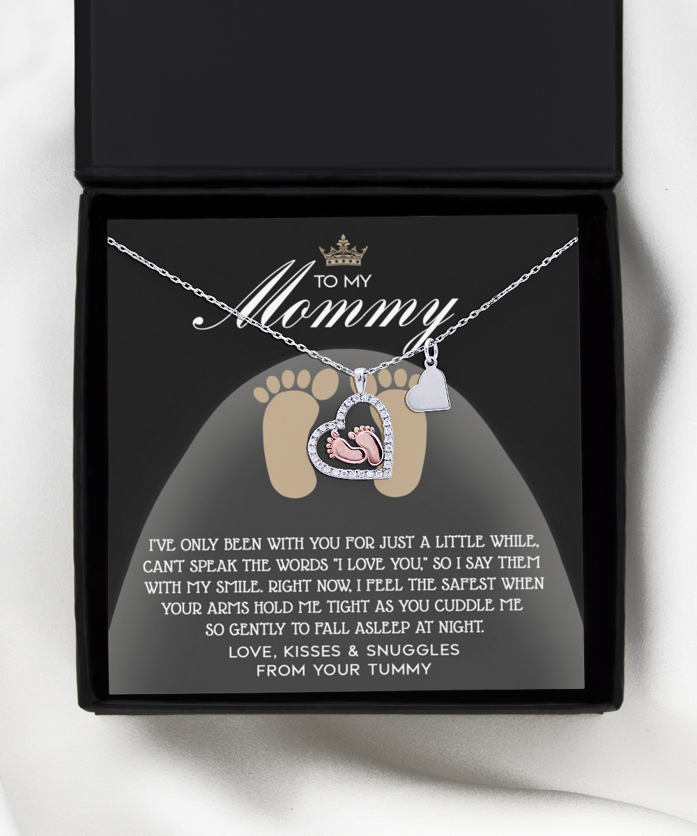 Mama To Be - I Love You - Baby Feet Necklace