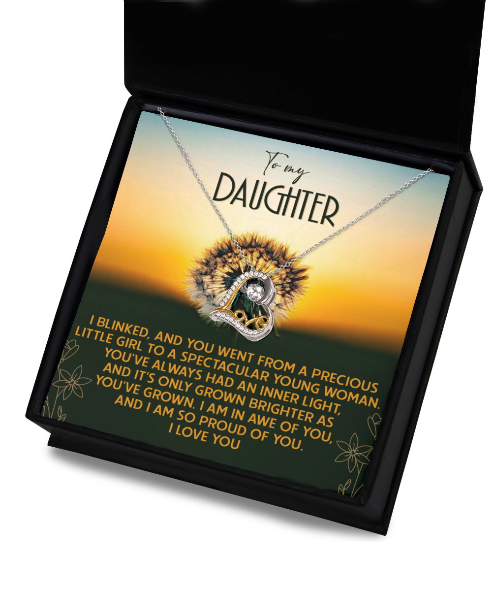 To My Daughter, I Am So Proud Of You, Love Dancing Heart Necklace, Gift For Daughter