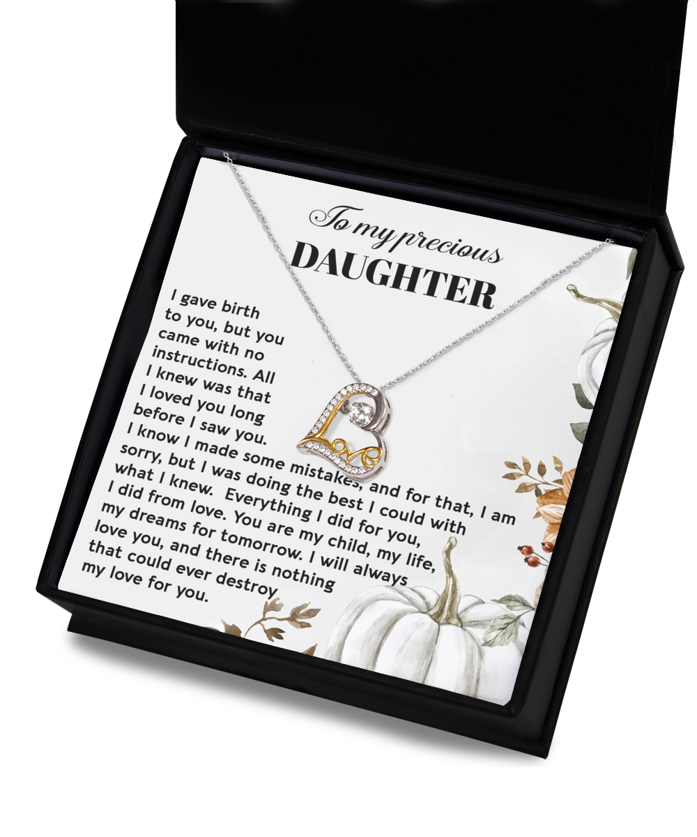 To My Daughter, Everything I Did, I Did From Love, Love Dancing Heart Necklace, Gift For Daughter