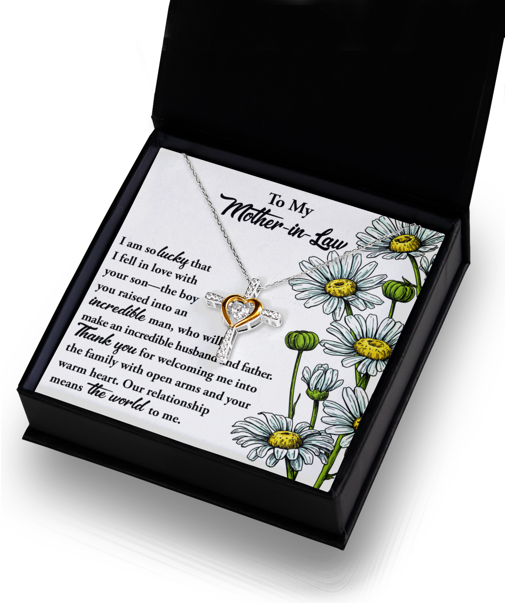 To My Mother-In-Law - Our Relationship Means The World To Me - Cross Dancing Necklace