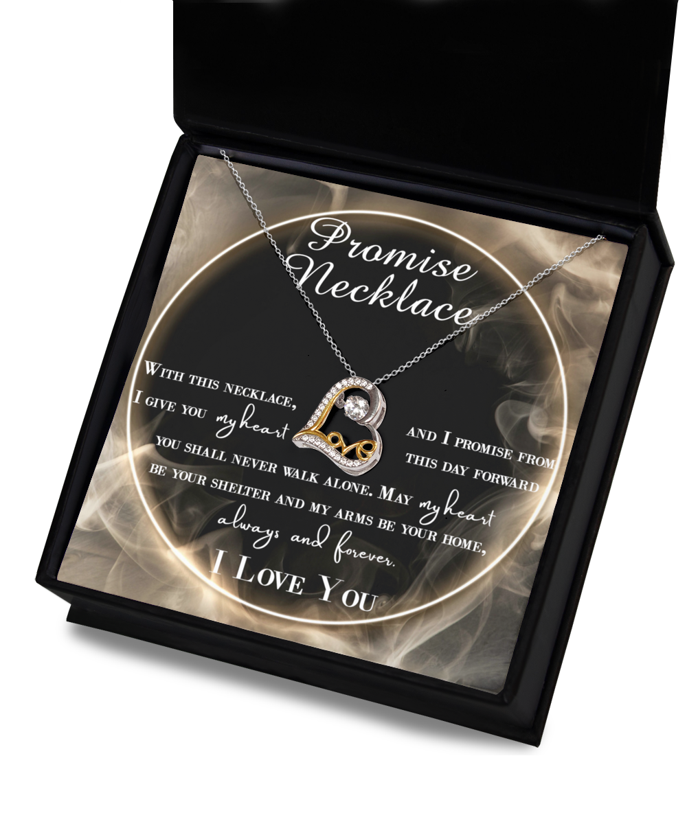 To My Wife, Promise Necklace, May My Heart Be Your Shelter And My Arms Be Your Home, Love Dancing Heart Necklace