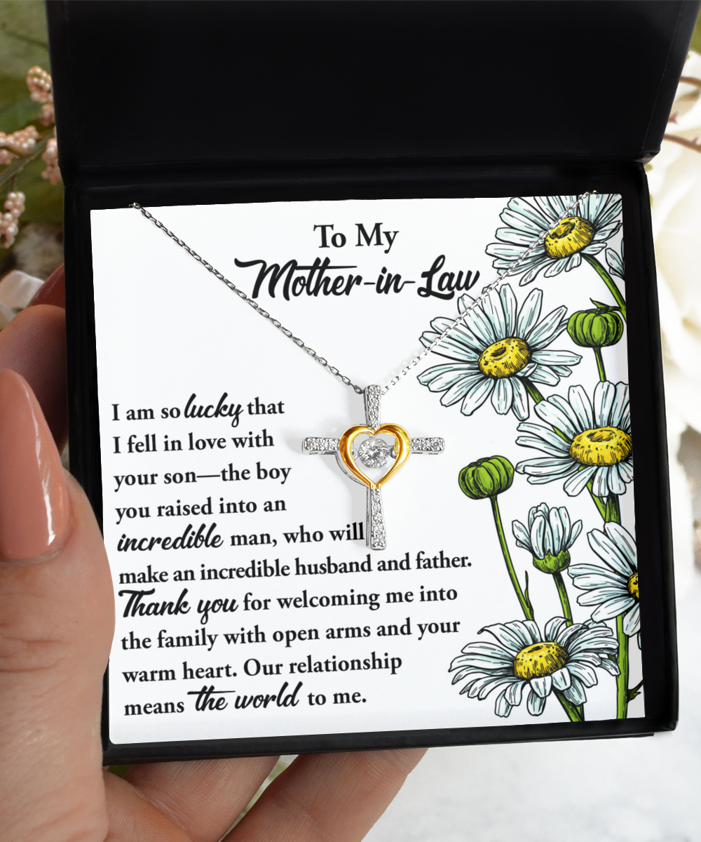 To My Mother-In-Law - Our Relationship Means The World To Me - Cross Dancing Necklace