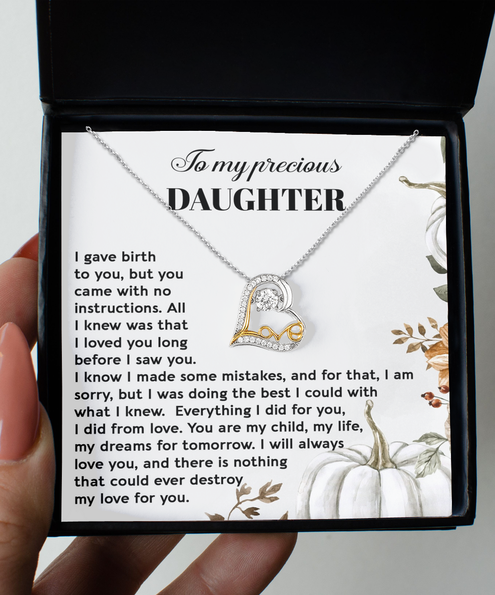 To My Daughter, Everything I Did, I Did From Love, Love Dancing Heart Necklace, Gift For Daughter