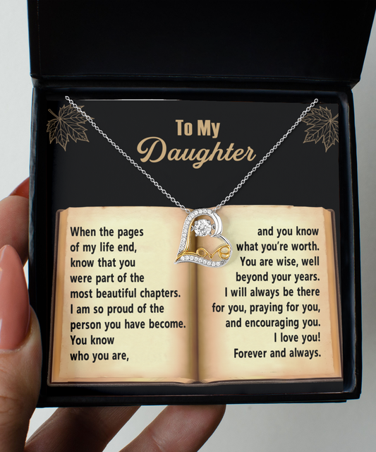 To My Daughter, So Proud Of You, Love Dancing Heart Necklace, Gift For Daughter