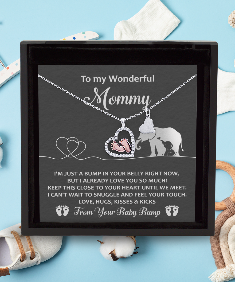 To My Mommy - Until We Meet - From Your Baby Bump - Baby Feet Necklace