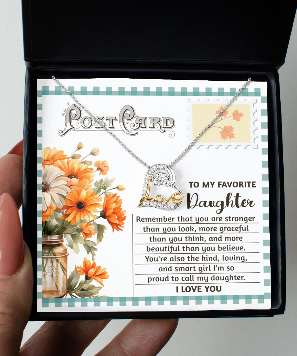 To My Daughter, Im So Proud To Call My Daughter, Love Dancing Heart Necklace, Gift For Daughter