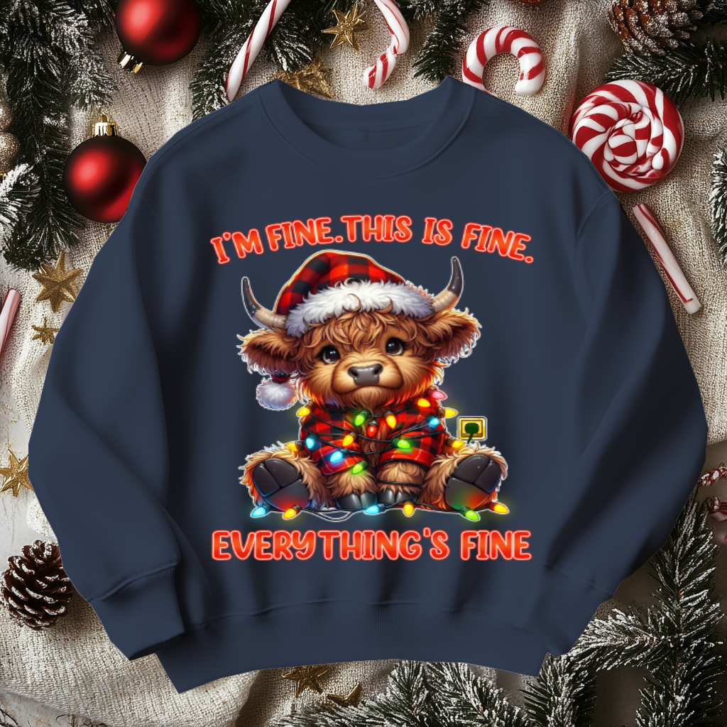 Funny Moose Christmas Sweater, I'm Fine Everything is Fine!