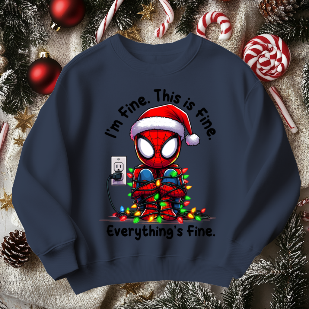 Funny SPIDERMAN Christmas Sweater, I'm Fine Everything is Fine!