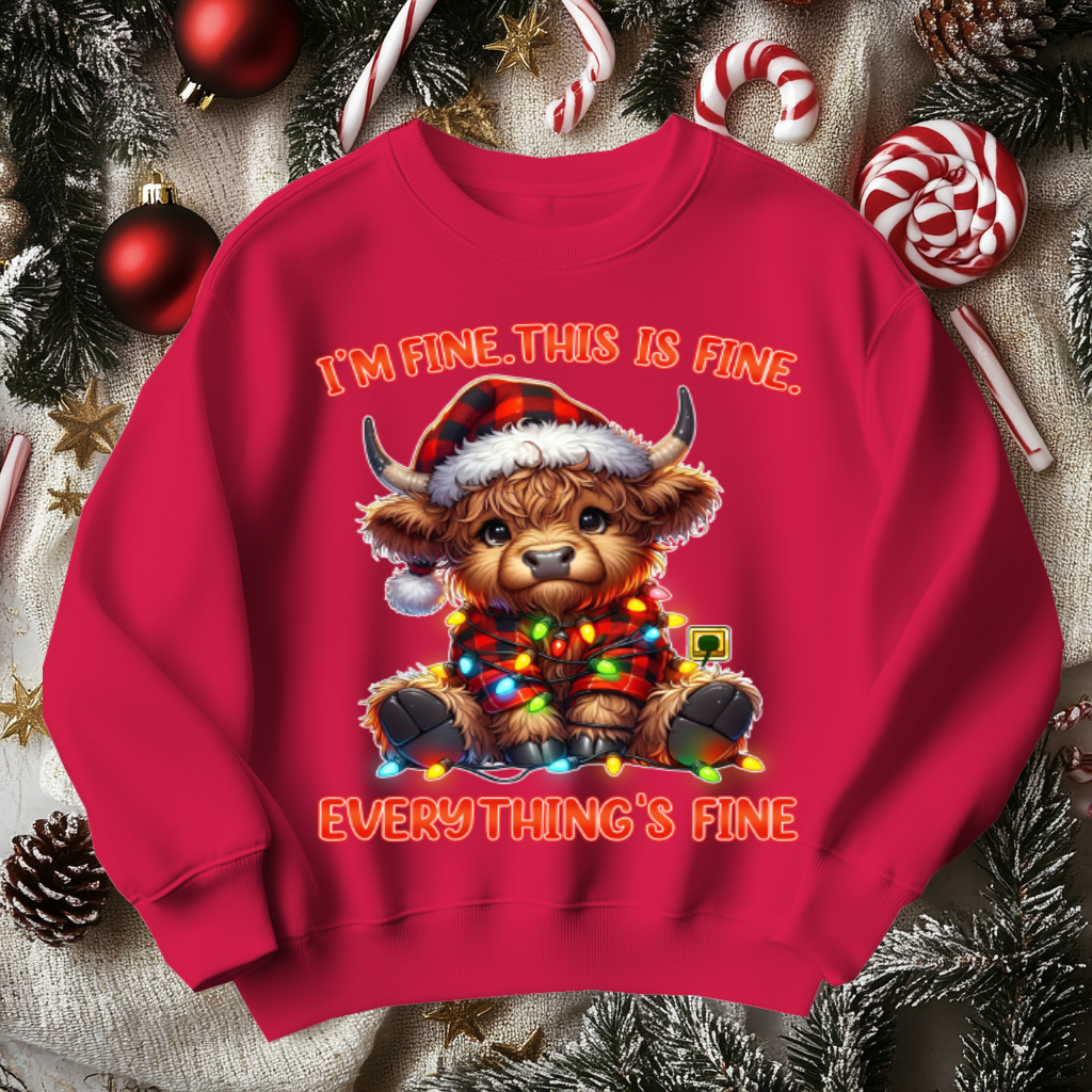 Funny Moose Christmas Sweater, I'm Fine Everything is Fine!