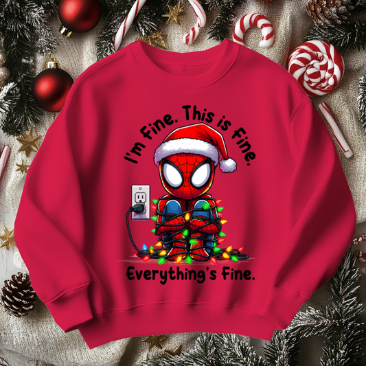 Funny SPIDERMAN Christmas Sweater, I'm Fine Everything is Fine!