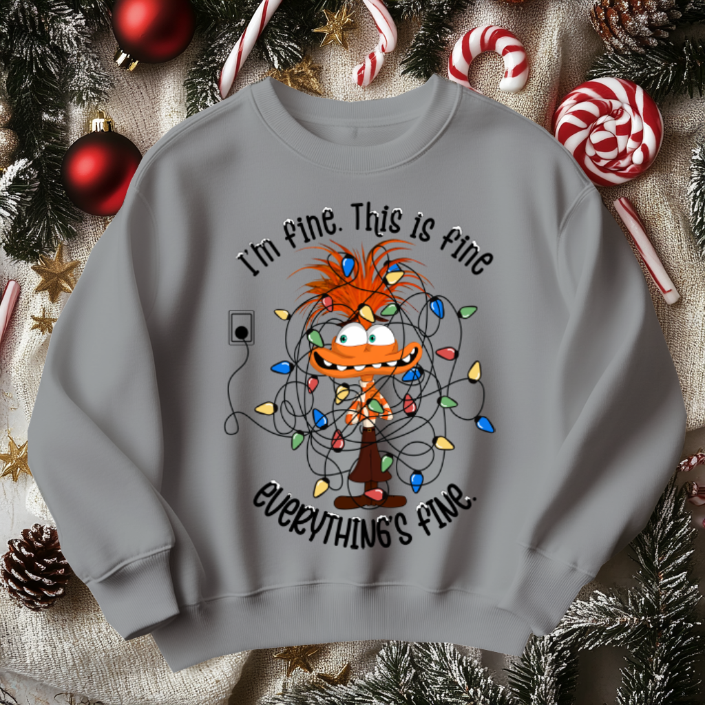 Funny Sarcastic Christmas Sweater, I'm Fine Everything is Fine!