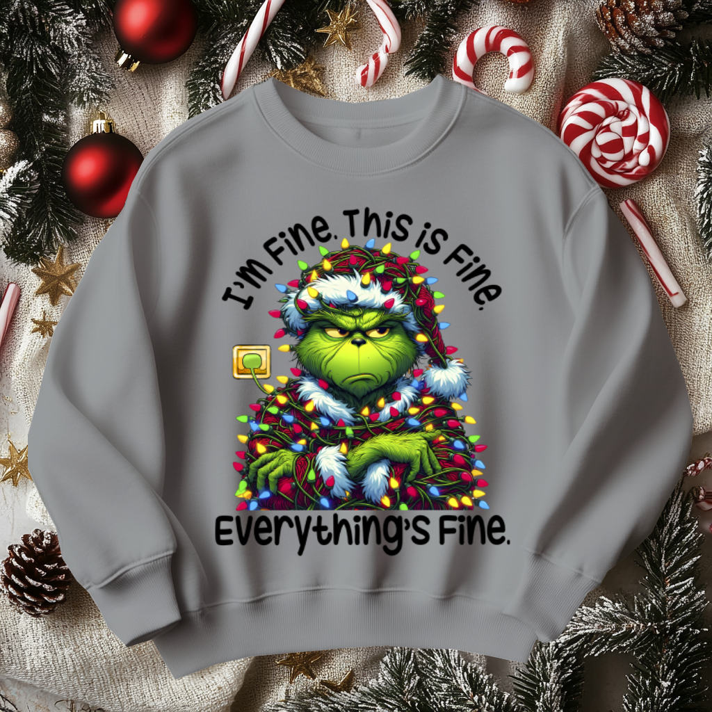 Funny GRINCH Christmas Sweater, I'm Fine Everything is Fine!