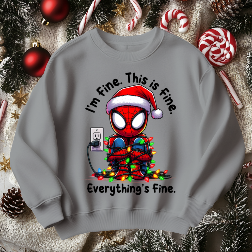 Funny SPIDERMAN Christmas Sweater, I'm Fine Everything is Fine!