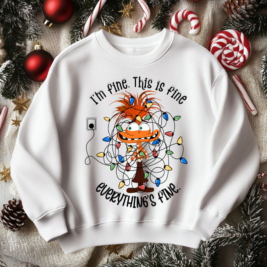 Funny Sarcastic Christmas Sweater, I'm Fine Everything is Fine!