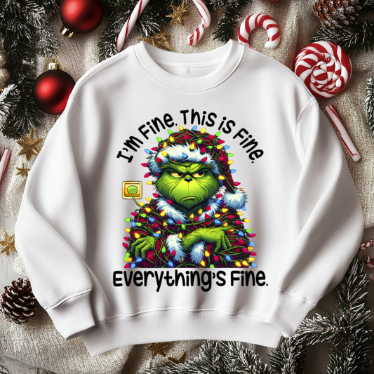 Funny GRINCH Christmas Sweater, I'm Fine Everything is Fine!