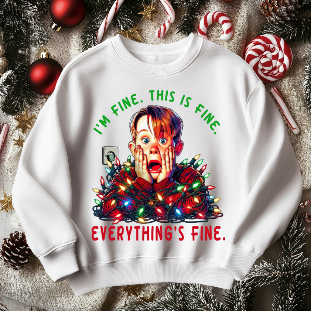 Funny Home Alone Christmas Sweater, I'm Fine Everything is Fine!