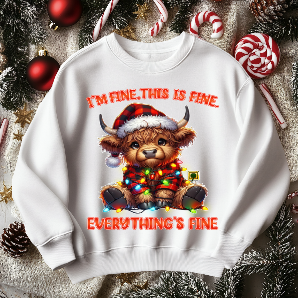 Funny Moose Christmas Sweater, I'm Fine Everything is Fine!